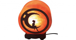 Солевая лампа "Круг-5 с дерев.картиной Мальчик на луне"